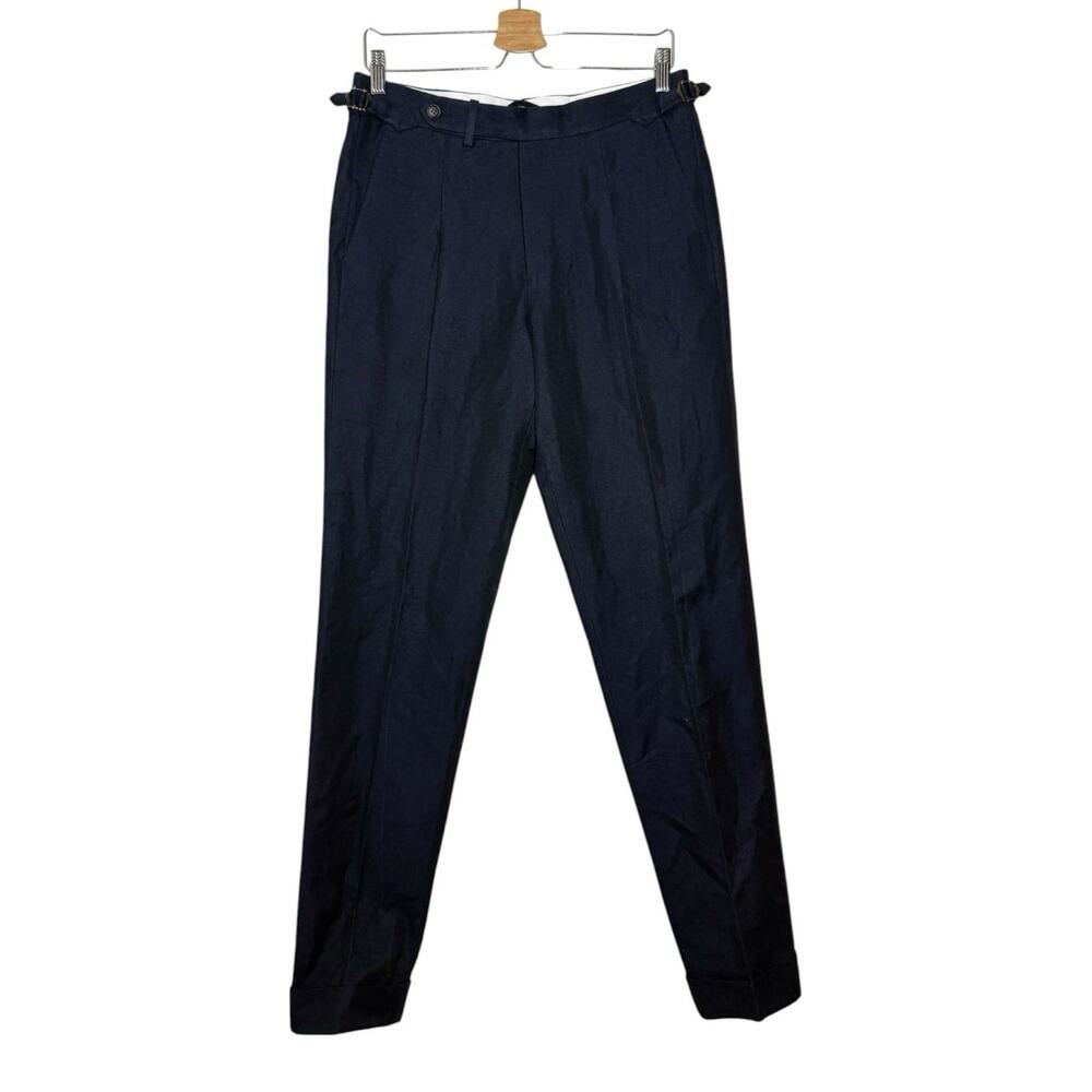 Suitsupply NWT Navy Blue Linen Cotton Blend Solbiati Vigo Trouser Pants - 32